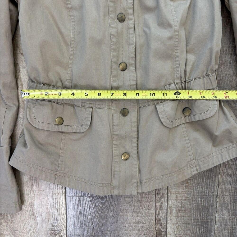DKNY Womens Utility Layered Hooded Jacket Tan Khaki Sz S Gorpcore Field Military - Picture 16 of 16